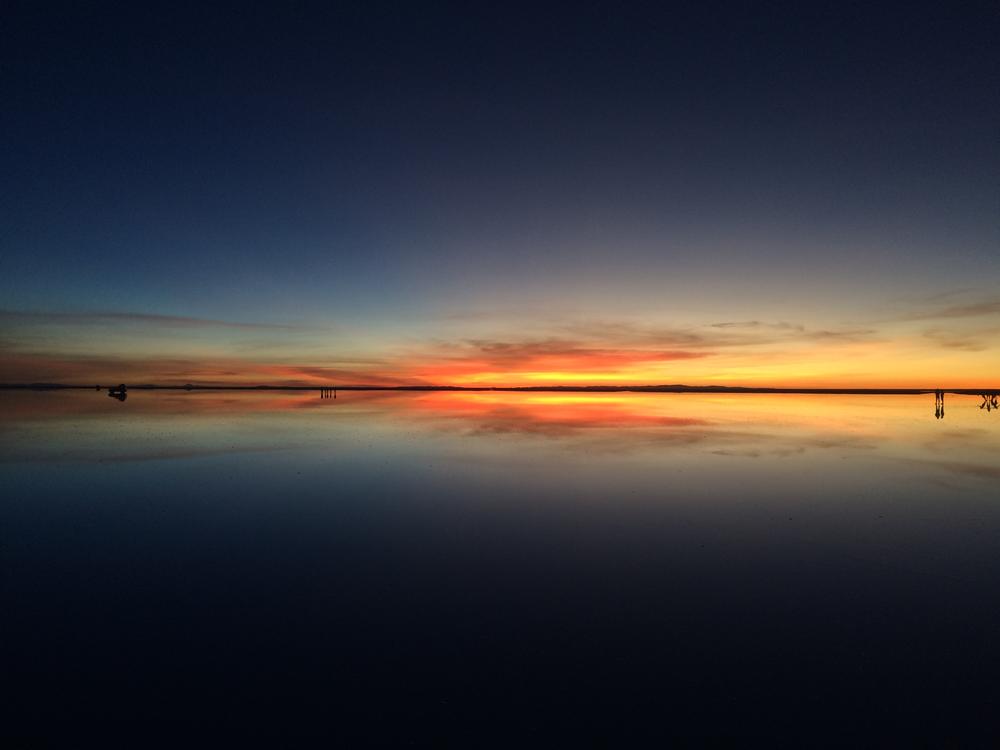 Magic sunrise over Salar de Uyuni