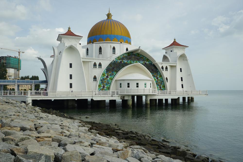 A mosque floating in the water of Melaka